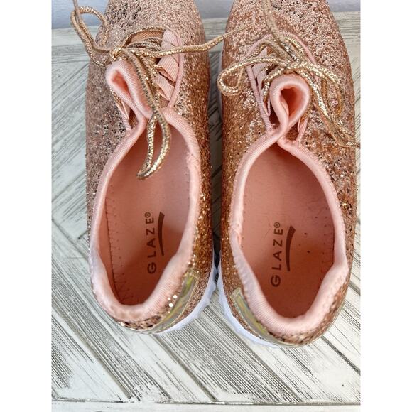 Rose Gold Glitter Glam Glaze Sneakers Size 10 - Picture 5 of 7